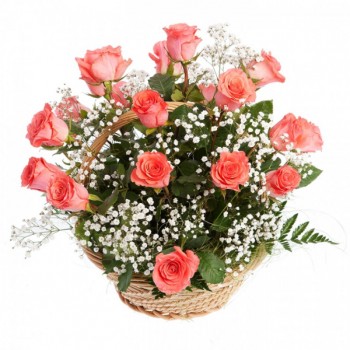 Basket of pink roses