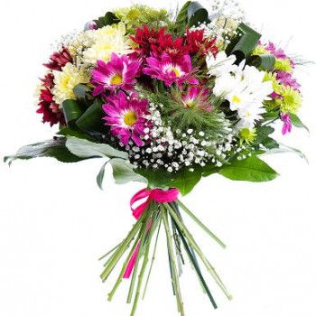 Bouquet of multicolored chrysanthemums