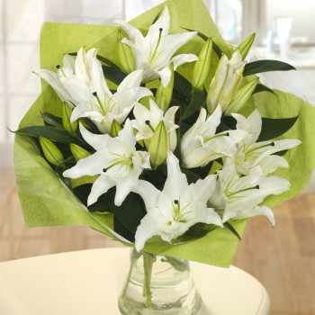 White lilies in floristic paper