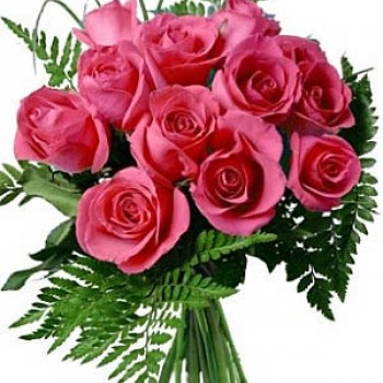 Bouquet of pink roses with greens