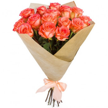 Pink roses in kraft paper 50 cm